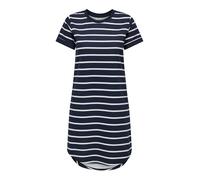 JACQUELINE DE YONG JDY Damen Kurzes T-Shirt Kleid Knielang Kurzarm Rundhals Mini Dress Gestreift JDYIVY, Farben:Weiß-Blau, Größe:M