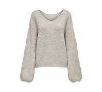 JACQUELINE de YONG JDY Damen Strickpullover V-Ausschnitt Langarm Tiefe Schultern Weich Regular Fit, Farben:Hellgrau, Größe:XS