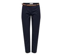 Chinohose JDY "JDYCHICAGO MW BELTED CHINO PANTS PNT DIA", Damen, Gr. XL (42), Länge 32, night sky, Web, Obermaterial: 98% Baumwolle, 2% Elasthan, unifarben, regular fit knöchellang, Hosen Chinohose (7