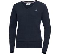 Jacques Britt Damen Pullover mit V-Ausschnitt, weicher Feinstrick aus Reiner Baumwolle, warm, bequem & atmungsaktiv für Herbst und Winter, figurfreundlich, Marine, Gr. L