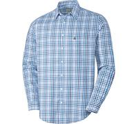 Jacques Britt Hemd Herren aus 100% Baumwolle, feinstes Langarm-Hemd mit Brusttasche, Elegantes Businesshemd, Freizeithemd, Baumwollhemd, Karo-blau, Gr. 43/44