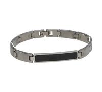 Jacques Charrel - Armband Gliederarmband, Mittelteil mit gemusterter Einlage, Edelstahl Herrenschmuck Silber Herren