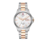 Jacques Du Manoir Millitary Alpha Big Date, Herren Armbanduhr, Quarz Analog, Edelstahl, 41,5 mm, Edelstahlarmband, Silber/Roségold, 10 bar, Zifferblattfarbe: Weiß, Datumsanzeige, JDM-WG014-02