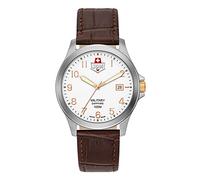 Jacques Du Manoir Millitary Alpha I, Herren Armbanduhr, Quarz Analog, Edelstahl, 40 mm, Lederarmband, Braun, 10 bar, Zifferblattfarbe: Weiß, Datumsanzeige, Leuchtzeiger, JDM-WG001-02