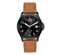 Jacques Du Manoir Millitary Alpha I, Herren Armbanduhr, Quarz Analog, Edelstahl, 40 mm, Lederarmband, Braun, 10 bar, Zifferblattfarbe: Schwarz, Datumsanzeige, JDM-WG001-04