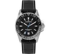 JACQUES LEMANS 1-2205A Herrenuhr Liverpool Diver Silikonband mit Leder Oberfläche 41 MM Datum 20 ATM