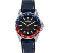 JACQUES LEMANS 1-2205D Herrenuhr Liverpool Diver Silikonband mit Leder Oberfläche 41 MM Datum 20 ATM