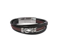 Jacques Lemans - Armband Leder, Edelstahl Herrenschmuck Herren