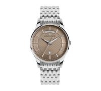 JACQUES LEMANS - Armbanduhr Date London - Quartz Uhrwerk - Gehäusedicke: 8 mm - Gehäusebreite: 40 mm - Edelstahl - Brown - Silver - 5 ATM