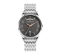 JACQUES LEMANS - Armbanduhr Date London - Quartz Uhrwerk - Gehäusedicke: 8 mm - Gehäusebreite: 40 mm - Edelstahl - Grey - Silver - 5 ATM