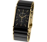 Chronograph JACQUES LEMANS "Dublin", gold (schwarz, goldfarben), Armbanduhren, Damen, Chronograph, Quarzuhr, Armbanduhr, Damenuhr, Herrenuhr, Keramik, Stoppfunktion (25938115-0)