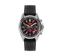 Chronograph JACQUES LEMANS "Liverpool", rot (schwarz, weinrot), Armbanduhren, Kinder, Chronograph, Quarzuhr, Armbanduhr, Herrenuhr, Lederarmband, analog, Tag (29195120-0) schwarz, weinrot