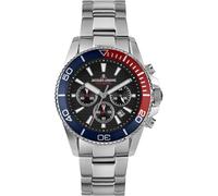 JACQUES LEMANS - Chronographen Liverpool Diver - Quartz Uhrwerk - Gehäusedicke: 12.2 mm - Gehäusebreite: 44 mm - Edelstahl - Blue - Red - 20 ATM