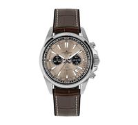 JACQUES LEMANS - Chronographen Liverpool - Quartz Uhrwerk - Edelstahl - Brown Leather - 20 ATM