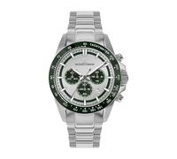 JACQUES LEMANS - Chronographen Liverpool - Quartz Uhrwerk - Gehäusebreite: 43 mm - Edelstahl - Silver - Dark Green - 20 ATM