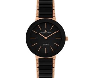 Jacques Lemans Damenarmbanduhr 42-7C Edelstahl, High-Tech Keramik roségold beschicht
