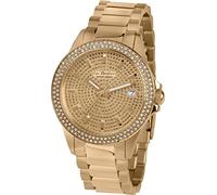 JACQUES LEMANS Damenuhr La Passion Metallband massiv Edelstahl ip-Gold Swarovskisteine LP-129C