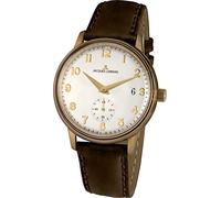 JACQUES LEMANS Damenuhr Retro Classic Lederarmband massiv Edelstahl ip-Bronze Big Date N-215.1ZL