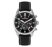Jacques Lemans Herren Uhr 42-2A Chronograph, Edelstahl, Leder schwarz