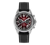 Chronograph JACQUES LEMANS "Liverpool", rot (schwarz, weinrot), Armbanduhren, Kinder, Chronograph, Quarzuhr, Armbanduhr, Herrenuhr, Lederarmband, analog, Tag (29195120-0) schwarz, weinrot