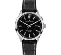 JACQUES LEMANS Herrenuhr, Hybromatic Uhren Männer, Chronograph aus massivem Edelstahl mit Silikon-Leder Armband, Herrenuhr großes Ziffernblatt - Suit for Men, Model 1-2130A, Arm Herrenuhr groß