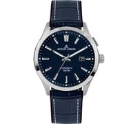 JACQUES LEMANS Herrenuhr, Hybromatic Uhren Männer, Chronograph aus massivem Edelstahl mit Silikon-Leder Armband, Herrenuhr großes Ziffernblatt - Suit for Men, Model 1-2130C, Arm Herrenuhr groß