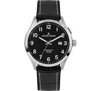 JACQUES LEMANS Herrenuhr, Hybromatic Uhren Männer, Chronograph aus massivem Edelstahl mit Silikon-Leder Armband, Herrenuhr großes Ziffernblatt - Suit for Men, Model 1-2130D, Arm Herrenuhr groß