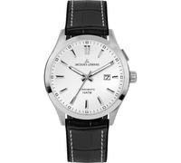 JACQUES LEMANS Herrenuhr, Hybromatic Uhren Männer, Chronograph aus massivem Edelstahl mit Silikon-Leder Armband, Herrenuhr großes Ziffernblatt - Suit for Men, Model 1-2130B, Arm Herrenuhr groß