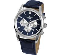 JACQUES LEMANS Herrenuhr Lederarmband massiv Edelstahl Chronograph 42-6B