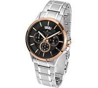 JACQUES LEMANS Herrenuhr Sydney Metallband massiv Edelstahl ip-rosé / Bicolor Chronograph 1-1542J