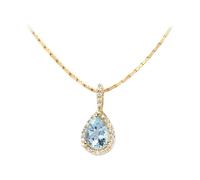 Jacques Lemans Kette 925er Silber gelbgold, hellblau Damen