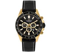 JACQUES LEMANS Analoge Herrenuhr Quarz mit Edelstahlarmband mid-39622, Schwarz