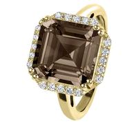 Jacques Lemans - Silberring vergoldet mit Smoky Quarz - SE-R104I54 - Weite 54