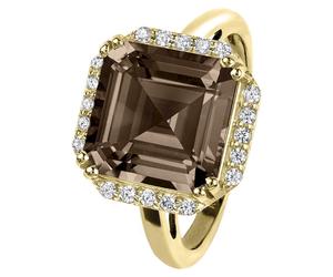 Jacques Lemans - Silberring vergoldet mit Smoky Quarz - SE-R104I54 - Weite 54