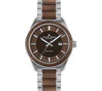 JACQUES LEMANS Holzuhr Herren, Solar Wood Herrenuhr - Model 1-2116H, Chronograph und Armband Hellbraun, Edelstahl mit Holzeinlage für Männer, Armbanduhr Holz Herren Holzuhren für Herren