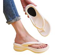 JACTZ Flip Flops Wedge Summer Flip Flops for Women Chunky Platform Clip Toe Sandals Shoes Woman Beach Casual Outdoor Slippers-White,35-36