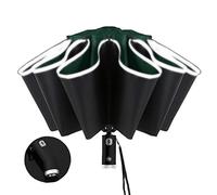 JACTZ Regenschirme Vollautomatischer Rückverfeitungsschirm Mit Led -Taschenlampe 10Ribs Winddicht Reflektierender Streifen Uv -Regenschirme Für Sonnen- Oder Regentag-Led-10Ribs-Green