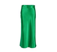 JACTZ Satinrock Solide Satin Seide Rock Frauen High Waisted Sommer Langer Rock Neue Elegante Damen Büro Röcke Midi-Green,L