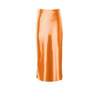 JACTZ Satinrock Solide Satin Seide Rock Frauen High Waisted Sommer Langer Rock Neue Elegante Damen Büro Röcke Midi-Orange,M