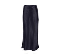 JACTZ Satinrock Solide Satin Seide Rock Frauen High Waisted Sommer Langer Rock Neue Elegante Damen Büro Röcke Midi-Black,S