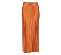 JACTZ Satinrock Sommer Büro Dame Midi Rock Casual Hohe Taille Seide Lange Röcke Frauen Elegante Satin Bodycon Röcke High Street-Orange,L