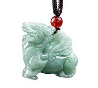 Jade-Pixiu-Halskette mit geflügelten Pi-Yao-Kristallen, Feng-Shui-Reichtumsamulett aus Myanmar, Level A, Fei Cui-Jade, Chakra-Edelsteine, Schutzdrachen-Anhänger, Halskette mit Kordel, Geldanziehung, 2