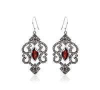 JadeAngel Granat Ohrringe 925 Sterling Silber Ohrringe für Frauen Vintage Thai Silber Marcasit Schmuck Ohrringe