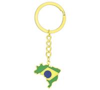JADEWaa Halter mit Brasilien Karte Brasilien Flagge Schlüsselanhänger Anhänger Schlüsselanhänger Dekorative Halter Geeignet für Fine Living Brasilien Flagge Schlüsselanhänger, gold, One size