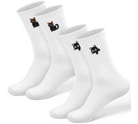 Jadive 2 Paar Katzen Socken Tennissocken Cat Socken Lieblingsmensch Katzenliebhaber Geschenke für Geburtstag Hochzeit Partner Ehefrau Freundin Frauen, 36-42 Größe (Katzenmuster 1)