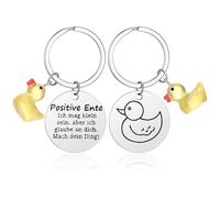Jadive Positiv Ente Schlüsselanhänger Inspirierender Geschenk Schlüsselanhänger Glück Ente Glücksbringer Mutmacher Geschenk zum Weihnachten für Freund, Familie, Kollegen