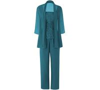 JAEDEN Brautmutter Anzug für Hochzeit - 3 Teilig Chiffon Mutter der Braut Abendanzug Festliche Hosenanzug mit Jacke Pfau 50