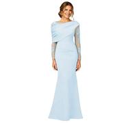 JAEDEN Brautmutterkleider mit Ärmel Lang Formelle Abendkleid Meerjungfrau Hochzeitsgäste Kleider Hellblau 32