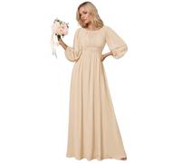 JAEDEN Langarm Abendkleider Rundhals Brautjungfernkleider Formelle Festliche Kleider Champagner 36