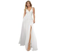 JAEDEN Spitze Hochzeitskleider Brautkleider A line Standesamt Brautmode Rückenfrei Weiß 40